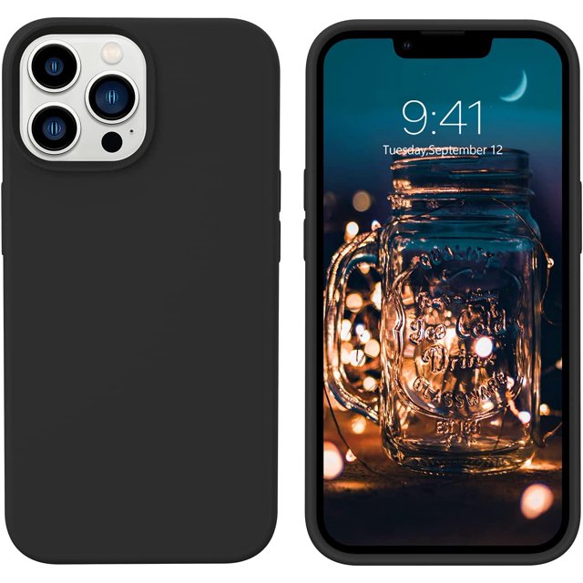 iPhone 13 Pro Case, iPhone 13 Pro Cases, Soft Silicone Gel Rubber Bumper Phone Case with Anti-Slip Microfiber Lining Hard Back Shockproof Full-Body Protective Cover Case iPhone 13 Pro, Black
