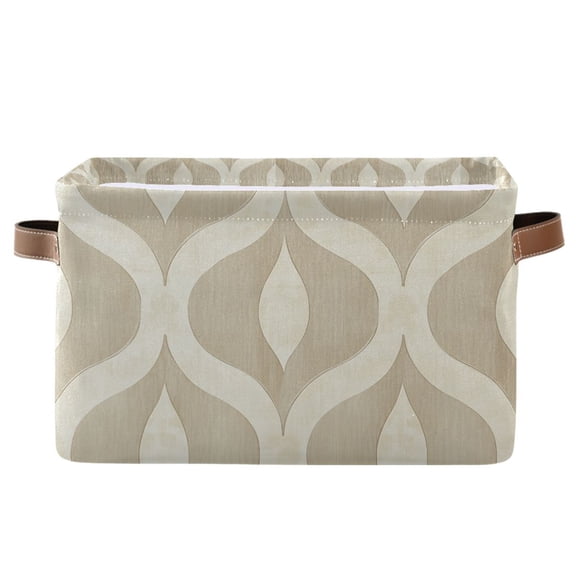 Yayeee Canvas Storage Basket with Handles for Shelves Fabric Bins Closet Organizer, Light Brown Pattern