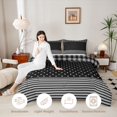 thumbnail image 3 of Manfei Geometric Check Queen Comforter Set,Minimalism Polka Dot Comforter Sets Queen,Gray Black,Black Reversible,3 Pieces,1 Comforter and 2 Pillowcases,3 Pieces,1 Comforter and 2 Pillowcases, 3 of 7