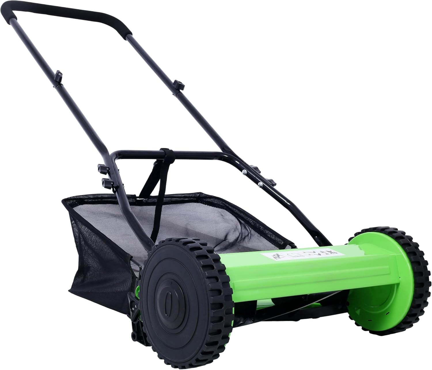 Acekid 16-Inch 5-Blade Push Reel Lawn Mower, 0.6"-1.8" Adjustable Cutting Height, Manual Grass Cutter with Catcher, Green