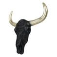 thumbnail image 3 of Black And Gold Tribal Floral Tattoo Tooled Filigree Bull Cow Skull Wall Decor, 3 of 10