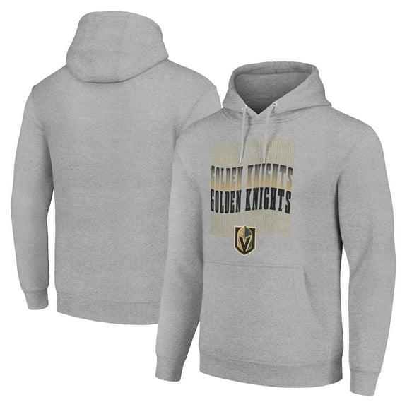 Men's Starter Heather Gray Vegas Golden Knights Four Team Name Logo Fleece Pullover Hoodie