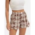 thumbnail image 2 of Women's Elastic Waisted Plaid Shorts Lounge Pajama Shorts, 2 of 4
