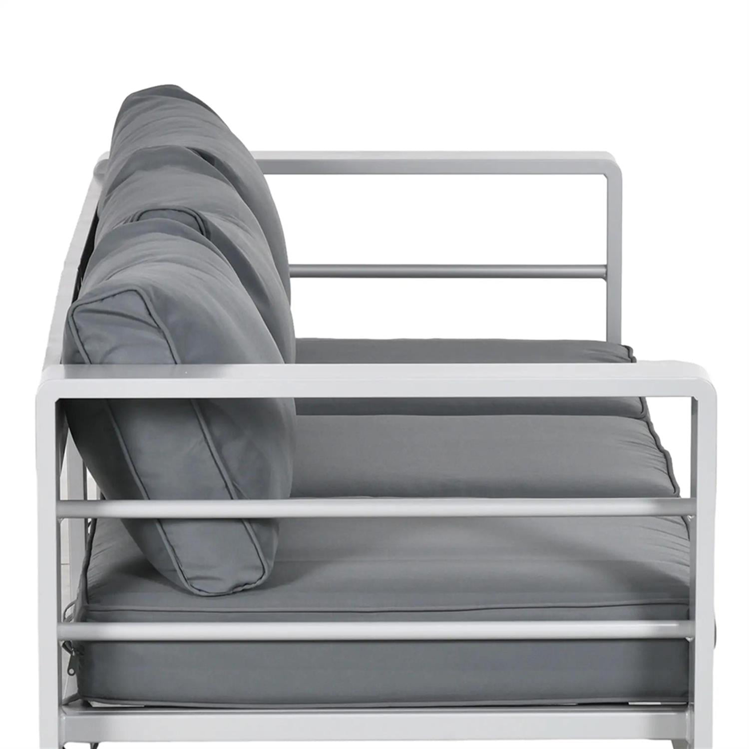 Demi Bonn Outdoor Loveseat Sofa Aluminum Patio Furniture with Wide Armrests, All-Weather Metal Outdoor Couch with Cushions, Gray