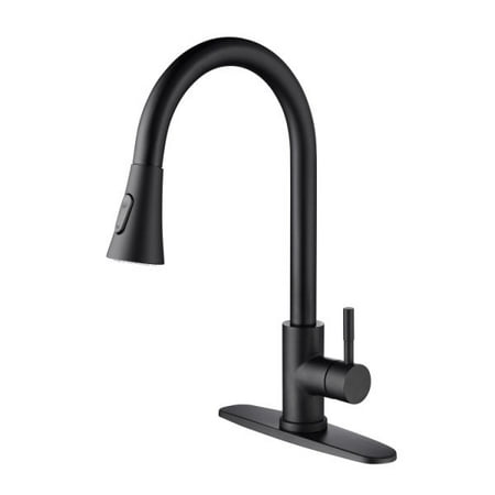 

Single Handle High Arc Brushed Nickel Pull out Kitchen Faucet Single Level Stainless Steel Kitchen Sink Faucets with Pull down Sprayer，Matte Black