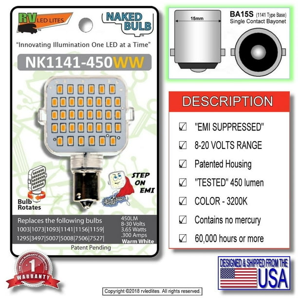 NK1141450WW, (NAKED BULB) LED Replacement EMI Suppressed Vented Bulb