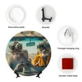 thumbnail image 4 of Picia Desert Monkeys Drive Pattern Bone China Decorative Plate – Wall Decor with Stand and Adhesive, Elegant Ornament for Living Room, Office, or Entryway-6in, 4 of 6
