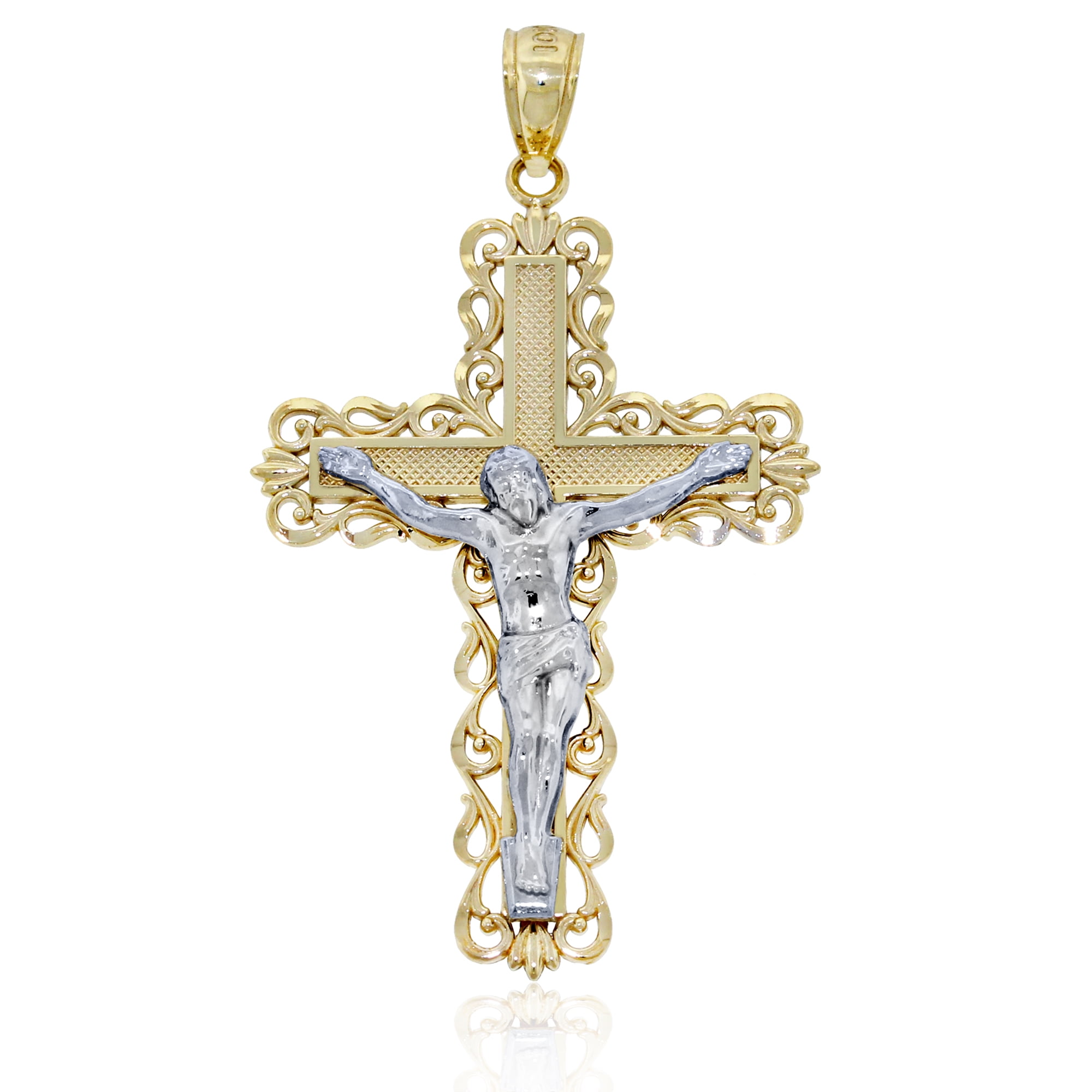 Charm America Gold Men's Crucifix Cross Pendant 10 Karat Solid Gold