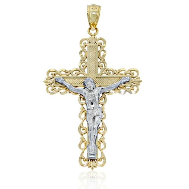Charm America - Charm America - Gold Men's Crucifix Cross Pendant - 10 ...