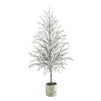 Nearly Natural 6ft. Snowed Twig Artificial Tree in Decorative Planter