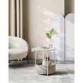thumbnail image 2 of VASAGLE Petite Table d'Appoint Ronde, Table de Chevet Moderne avec Panier en Tissu, Blanc Mat et Brun Chameau, 2 of 5