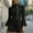 01 Black, variant on Women's Slim-Fit Solid-Color Waist-Defining Bell-Sleeve Stand-Up Collar Single-Breasted Button-Up Long-Sleeve Knee-Length Dress