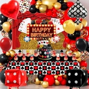 Casino Party Decorations, 85 Pcs Casino Themed Party Supplies - Casino Party Balloons Backdrop Cake Topper Tablecloth etc Las Vegas Party Decorations