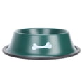 thumbnail image 1 of Comedero de acero inoxidable para mascotas, para gatos y perros, resistente, antideslizante, con bonito estampado (verde), 1 of 14