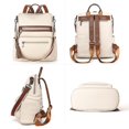 thumbnail image 4 of Mochila de cuero vegano para mujer Mochila de viaje grande Bolso de hombro universitario con borla (beige-marrón) (hy), 4 of 5