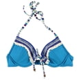 thumbnail image 2 of Lucky Brand Womens Fringe Halter Swim Top, azul, mediano, 2 of 2