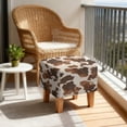 thumbnail image 4 of SCRAWLGOD Fur Cow Print Brown Beige Footstool Slipcover, Thick Footrest Sofa Slipcover Anti Slip Square Covers for Ottoman with Stretch Bottom, 4 of 7