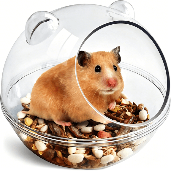 ACDANC Hamster Bathtub Sand Bath Container, Transparent Small Animal Bathroom & Toilet Box, Dust Sandbox Bed for Cage Accessories (S 4.4x4.4x3.5 Inch)