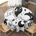 thumbnail image 3 of Black and White Halloween Doodle Pattern Round Tablecloth 60"x60",Wrinkle Wipeable Table Cloth for Kitchen Dining Room Picnic Patio Party, 3 of 6