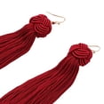 thumbnail image 6 of Aoanydony Bohemian Style Handmade Woven Ball Long Tassel Dangle Earrings Women Party Gifts red, 6 of 6