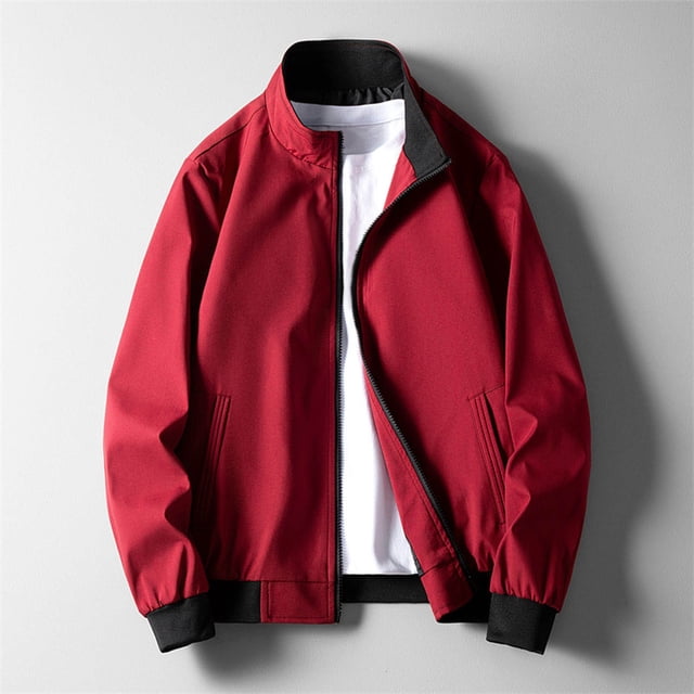 BADHUB Men's Lightweight Bomber Jacket Stand Collar Fall Spring Jacket Solid Color Long Sleeve Zipper Coat Outdoor Softshell Jacket Winter Clearance 2024 M-4XL