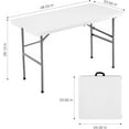 thumbnail image 2 of 4 Feet Foldable Table, Portable Plastic Office Desk with Built in Handle, Steel Legs | Perfect for Party, Dining, Wedding, Events, Picnic Indoor, Outdoor, Camping, Utility, Folding, 2 of 7