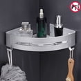 thumbnail image 4 of Estante de esquina para cuarto de baño, ducha, almacenamiento, soporte de pared, estante de aluminio con orificios de drenaje, triangular, brillante Sweethay HA7523-01B, 4 of 6