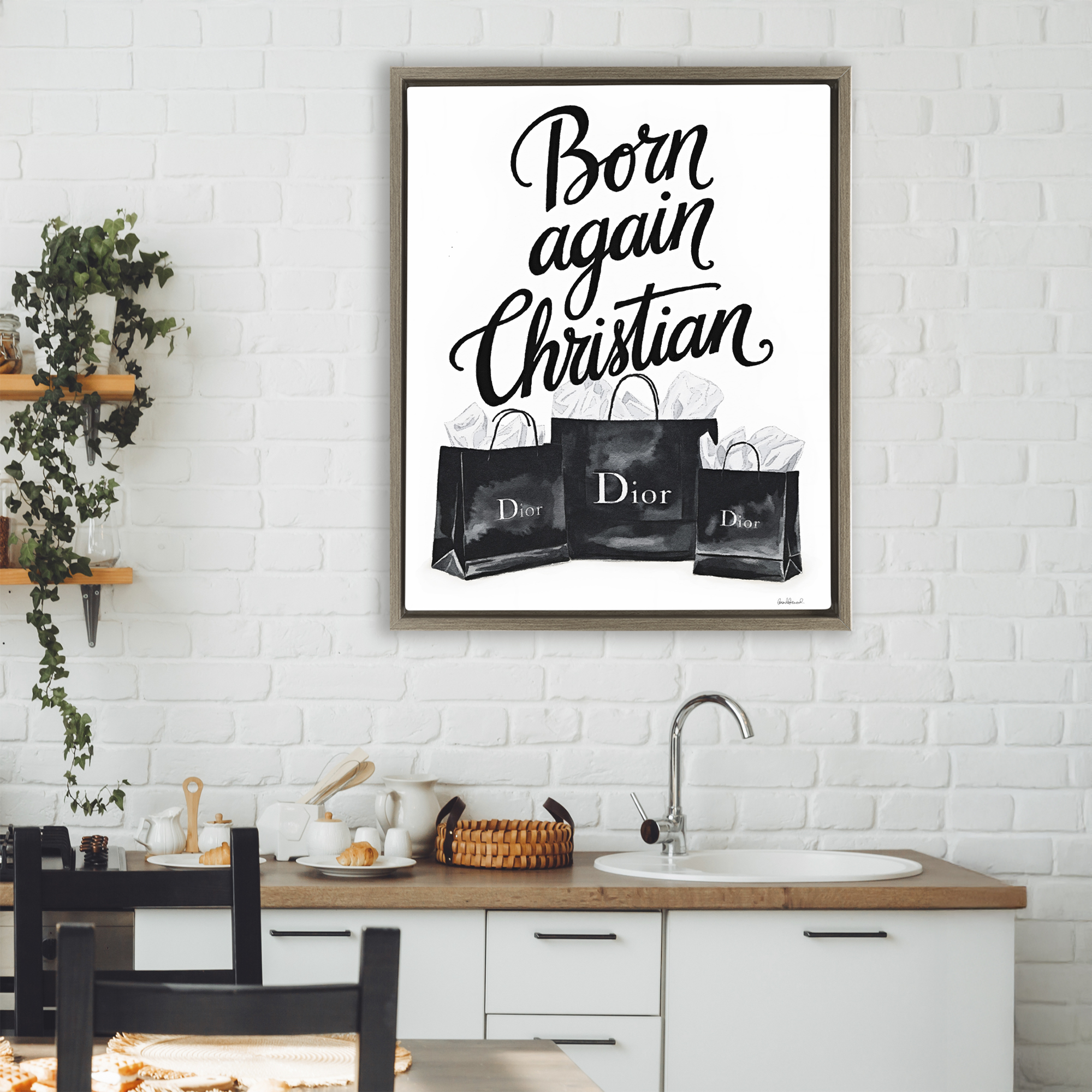 Shopping Born Again Christian Brown Framed Floater Canvas Wall Art, design by Amanda Greenwood