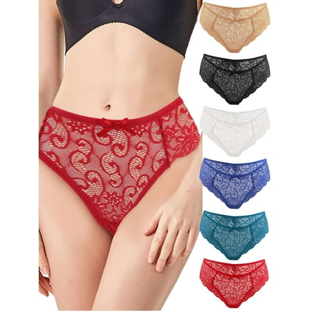 Lava Women Lace Underwear Invisible Seamless Hipster Panties Sexy Breathable Bikini Briefs Red  XL