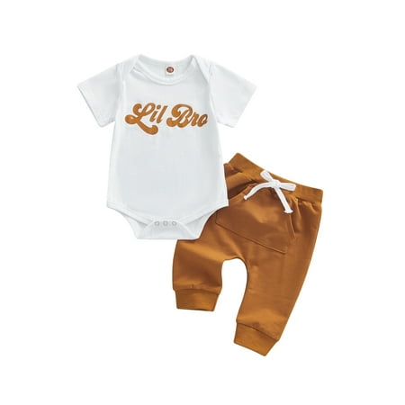 

Suanret Sister Brother Matching Outfits Short Sleeve Romper/T-Shirt + Long Pants Big Sister Little Brother Clothes Romper Set 3-6 Months