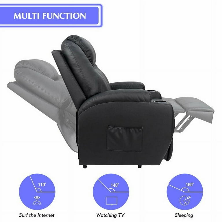 Victal Power Lift Recliner Chair with Massage and Heating Functions, PU  Leather Sofa with Remote Control and Two Cup Holders, Suitable for Living