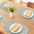 thumbnail image 2 of 6 Pcs Leather Oval Placemats for Kitchen Dining Table Decor Heat Resistant Table Placemats Wipeable Table Mat Green/Ivory White 17.3x11.8inch, 2 of 6