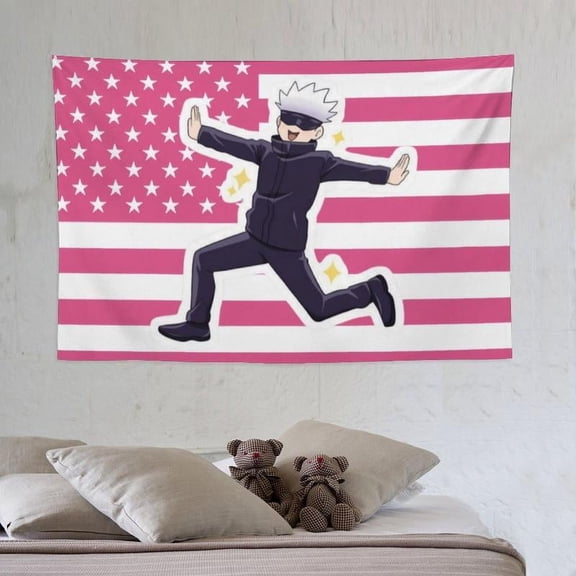 Jujutsu Kaisen Gojo Satoru tapestry anime interior decoration bedside sofa living room hanging painting poster pink flag background wall