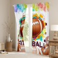 thumbnail image 3 of Feelyou Watercolor Rugby Child Black Out Curtains, Cartoon Stars Graffiti Curtains Pack of 2 (42x63 Each), Est Sleep Sports Bedroom Curtains, Window Curtains Home Decor, 3 of 6