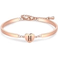 thumbnail image 1 of HSHDLDF Rose Gold Heart Initial Letter Bracelets Engraved Alphabet 26 Letters Charms Cuff Bracelet Stainless Steel Expandable Personalized Name Jewelry, 1 of 6