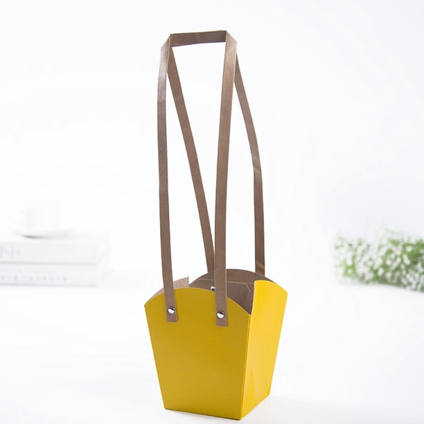 Xiao Hua Regalos, flores, cajas de regalo, bolsas de embalaje, bolsas de papel kraft, bolsas impermeables, bolsas de embalaje para plantas en macetas, bolsas de papel para flores (amarillas)