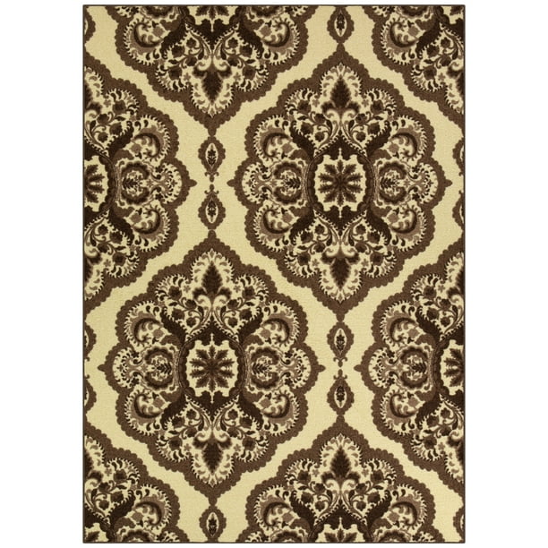 Mainstays Traditional Roxanne Medallion Walnut Brown Area Rug, 5'x7