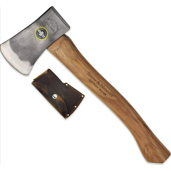 Snow & Nealley Lightweight Axe, Outdoorsman's Belt Axe with Leather Belt Sheath and Wooden Handle, Amish Made, 15.75 in
