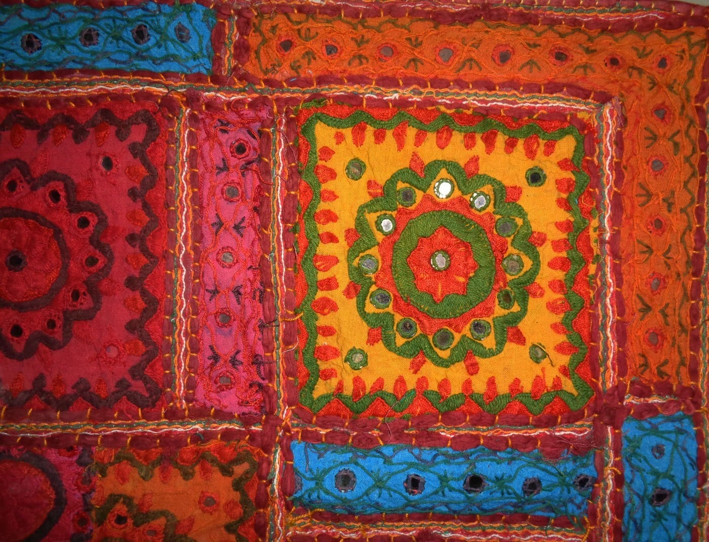Tugana Craft Boho Banjara Door Valance, Multicolored Beaded Patchwork Embroidered Tapestry