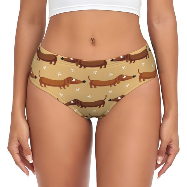 Balery Dachshund Dog Puppy Ropa Interior de Algodón para Mujer con Dibujo – Braguitas Cómodas y Elásticas, Estilo Clásico-Large