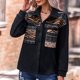 thumbnail image 1 of Puntoco Mujeres Estampado Costura Casual Manga Larga Bolsillo Suelto Solapa Rebeca Chaqueta Abrigo Liquidación Puntoco Puntoco-3946, 1 of 9