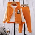 thumbnail image 6 of Odeerbi Kids Boys Girls Fall Winter Outfits Button Baseball Jacket Jogger Pants Set Unisex Long Sleeve Hoodies Color Block A Patch Sweatsuits Kids Clothes Orange, 6 of 9