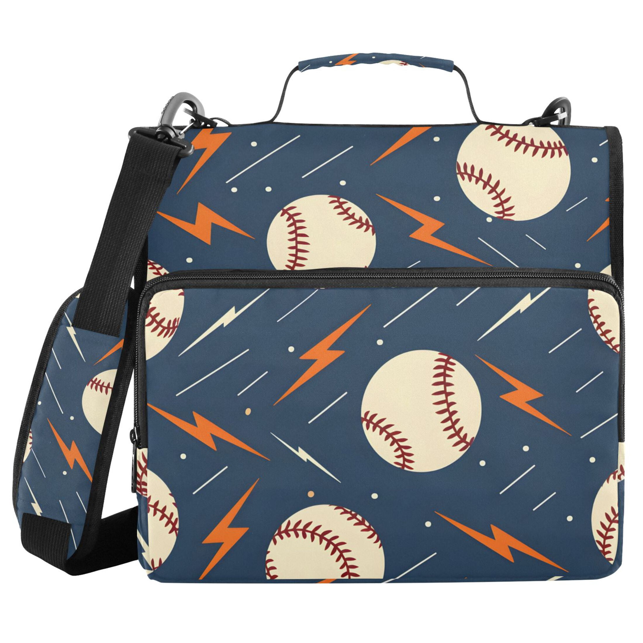 ALAZA Zipper Binder Baseballs with Lightning 3 Ring Trapper Keeper File Folder Organizer Bag