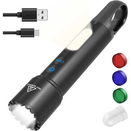 TRAHOO-Rechargeable Flashlight LED Flashlights High Lumens 10 Modes with COB Sidelight Zoomable Small Tactical Waterproof Flash Light for Emergency Home Camping Gifts for Men Women Adults