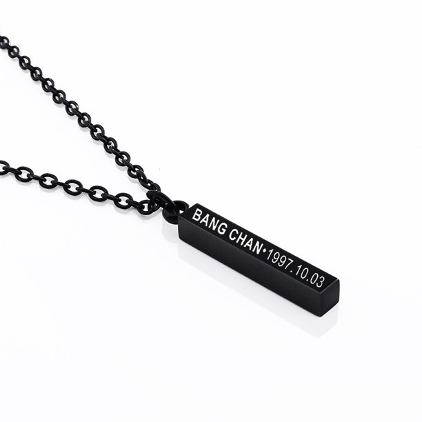 Collar con colgante de columna de deseos de acero inoxidable con grabado de joyería para cumpleaños, cadena para ropa que combina con todo
