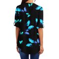 thumbnail image 3 of LYXSSBYX Women Long Sleeve Tops Hot Sale Clearance Women's Summer Shirts Zip Casual Tunic V-Neck Rollable Blouse Tops T-Shirt, 3 of 6