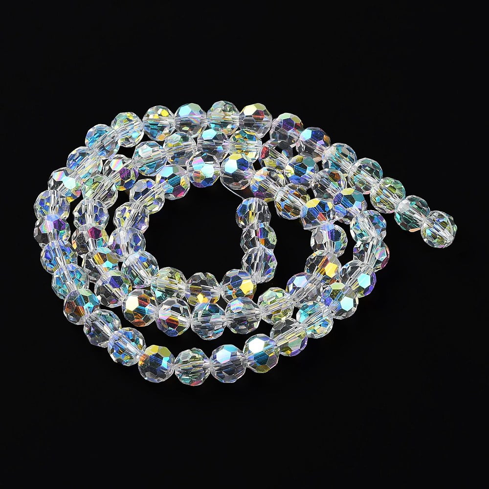10strands Electroplate Glass Beads Strands AB color Faceted Rondelle Clear AB 8x7.3mm Hole: 1.4mm about 70pcs/strand 20.28''(51.5cm)
