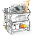 thumbnail image 1 of Dish Drying Rack, 3 Tier Dish Rack with Utensil Holder, Dish Drainer for Kitchen Counter Top, Plated Chrome Dish Dryer, 1 of 9