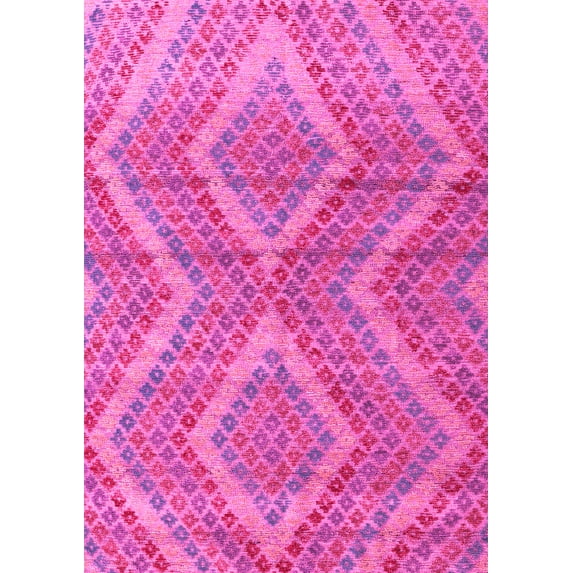 Ahgly Company Machine Washable Indoor Rectangle Abstract Pink Modern Area Rugs, 6' x 9'