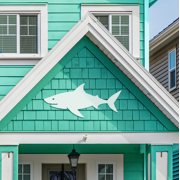 Outdoor Shark Wall Art – Weatherproof PVC Shark Decor for Beach House, Cottage, and Nautical Themed Spaces, Ocean Wall Hanging, 4 Foot
